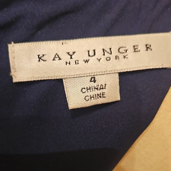 Kay Unger Navy and White Polka Dot A-Line Dress - Picture 6 of 9